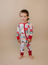 Load image into Gallery viewer, Bamboo Zip Romper | Christmas Patchwork: 12-18M