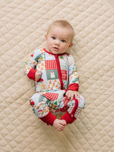 Load image into Gallery viewer, Bamboo Zip Romper | Christmas Patchwork: 12-18M