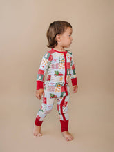 Load image into Gallery viewer, Bamboo Zip Romper | Christmas Patchwork: 12-18M