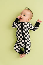 Load image into Gallery viewer, Black Checkered Bamboo Sleeper: 3-6M