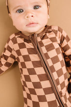 Load image into Gallery viewer, Espresso Checkered Bamboo Sleeper: 6-12M