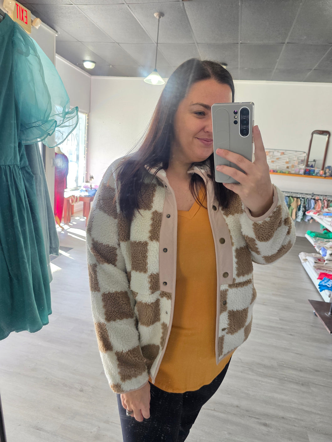 Checkered Sherpa Jacket