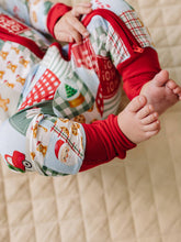 Load image into Gallery viewer, Bamboo Zip Romper | Christmas Patchwork: 3-6M