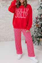 Load image into Gallery viewer, Merry Graphic Plaid Christmas Lounge Pant Set / Pink / M