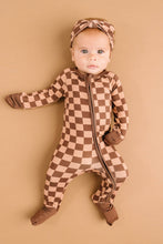 Load image into Gallery viewer, Espresso Checkered Bamboo Sleeper: 3-6M