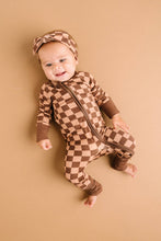 Load image into Gallery viewer, Espresso Checkered Bamboo Sleeper: 12-18M