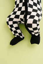 Load image into Gallery viewer, Black Checkered Bamboo Sleeper: 0-3M