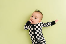 Load image into Gallery viewer, Black Checkered Bamboo Sleeper: 12-18M