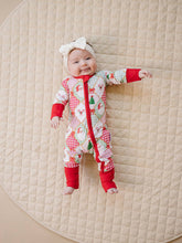 Load image into Gallery viewer, Bamboo Zip Romper | Santa Patchwork: 0-3M