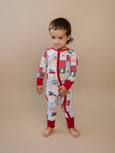 Load image into Gallery viewer, Bamboo Zip Romper | Christmas Patchwork: 6-12M