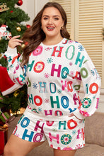 Load image into Gallery viewer, Ho Ho Ho Top and Shorts Lounge Set: White / 3X