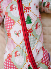 Load image into Gallery viewer, Bamboo Zip Romper | Santa Patchwork: 6-12M