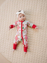 Load image into Gallery viewer, Bamboo Zip Romper | Santa Patchwork: 3-6M