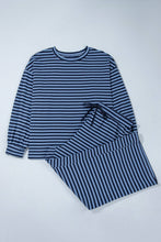 Load image into Gallery viewer, Stripe Long Sleeve Top &amp; Pants Set: Blue Stripe / 4X