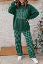 Load image into Gallery viewer, Merry Graphic Plaid Christmas Lounge Pant Set / Pink / M