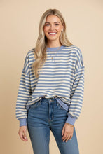 Load image into Gallery viewer, Striped Drop-Shoulder Pullover Sweatshirt