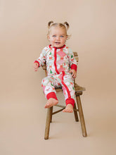 Load image into Gallery viewer, Bamboo Zip Romper | Santa Patchwork: 3-6M