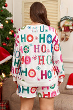 Load image into Gallery viewer, Ho Ho Ho Top and Shorts Lounge Set: White / 3X