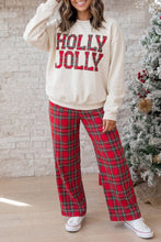 Load image into Gallery viewer, Merry Graphic Plaid Christmas Lounge Pant Set / Pink / S