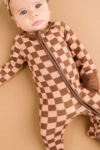 Load image into Gallery viewer, Espresso Checkered Bamboo Sleeper: 12-18M
