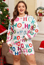 Load image into Gallery viewer, Ho Ho Ho Top and Shorts Lounge Set: White / 3X