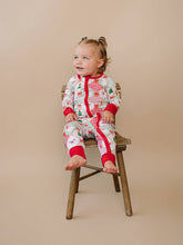 Load image into Gallery viewer, Bamboo Zip Romper | Santa Patchwork: 0-3M