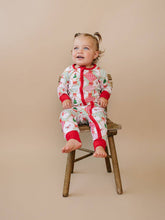 Load image into Gallery viewer, Bamboo Zip Romper | Santa Patchwork: 3-6M