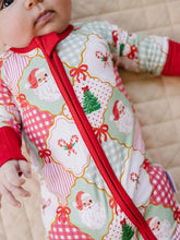 Load image into Gallery viewer, Bamboo Zip Romper | Santa Patchwork: 12-18M