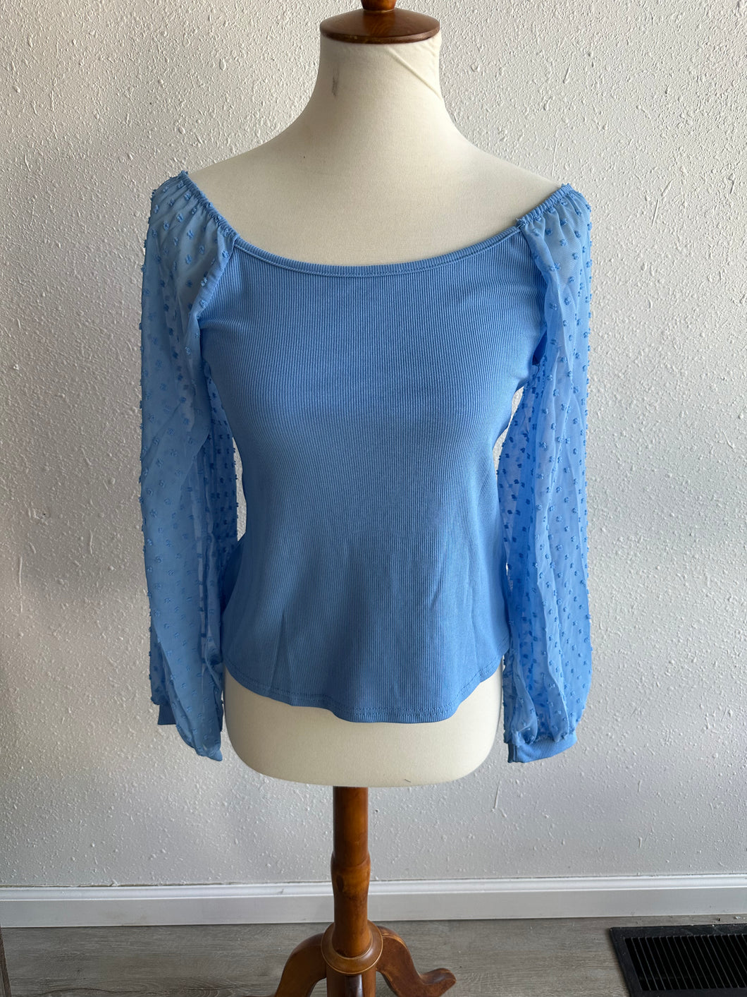 Puffy Sleeve Square  Neck Long Sleeve