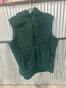 dark green sherpa vest