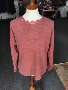 Mauve Lace Open Back Sweater