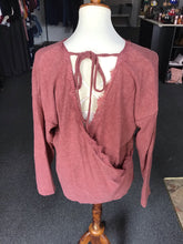 Load image into Gallery viewer, Mauve Lace Open Back Sweater